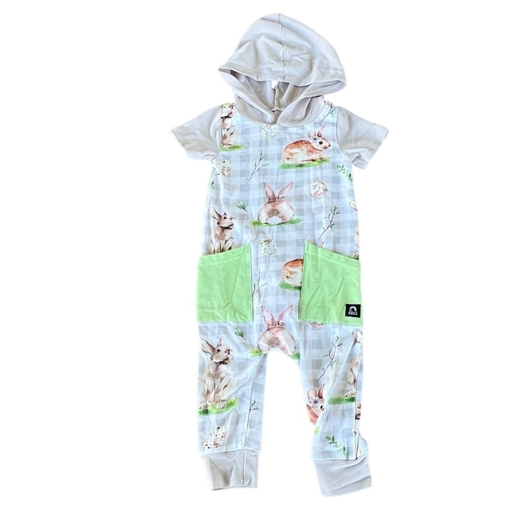 Rags‎ to Raches Bunny Check One Piece Romper 6-12 Mos GUC